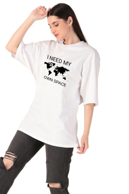 Cotton Ladies Oversized Printed T-shirt