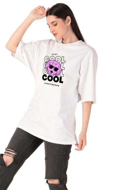 Cotton Ladies Oversized Cool Printed T-shirt