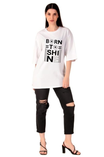 Cotton Ladies Oversized Printed T-shirt