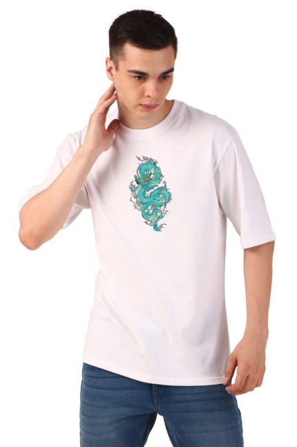 Cotton Men’s Oversized Dragon Printed T-shirt