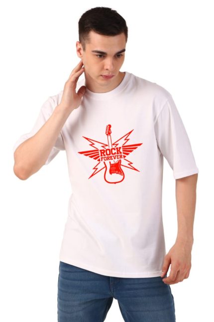 Cotton Men’s Oversized Rock Printed T-shirt