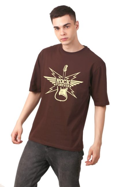 Cotton Men’s Oversized Rock Printed T-shirt