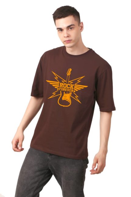 Cotton Men’s Oversized Rock Printed T-shirt