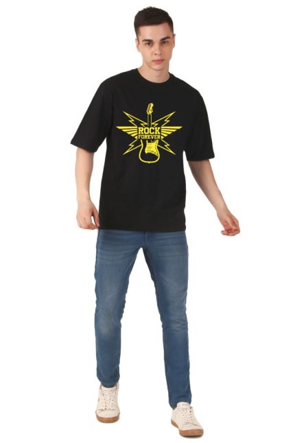 Cotton Men’s Oversized Rock Printed T-shirt