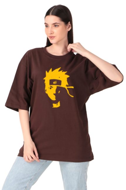 Cotton Ladies Oversized Naruto Printed T-shirt
