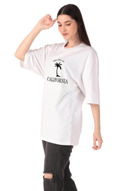 Cotton Ladies Oversized Printed T-shirt