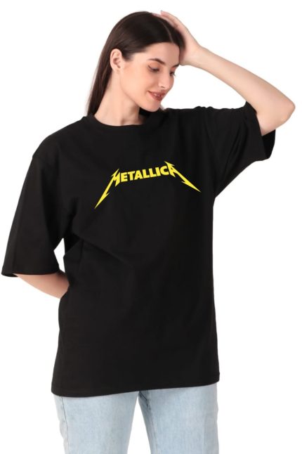 Cotton Ladies Oversized Metallica Printed T-shirt