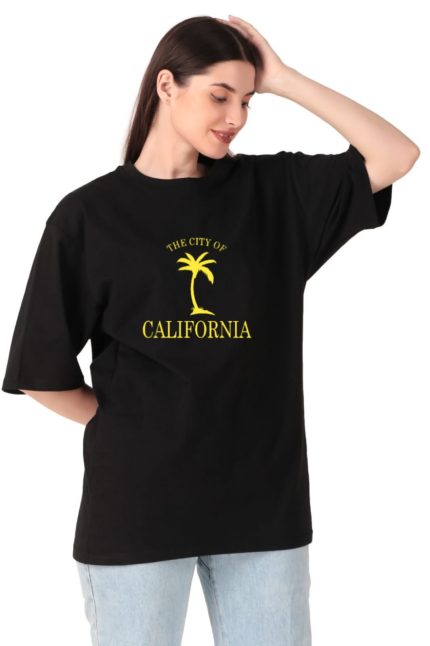 Cotton Ladies Oversized Printed T-shirt