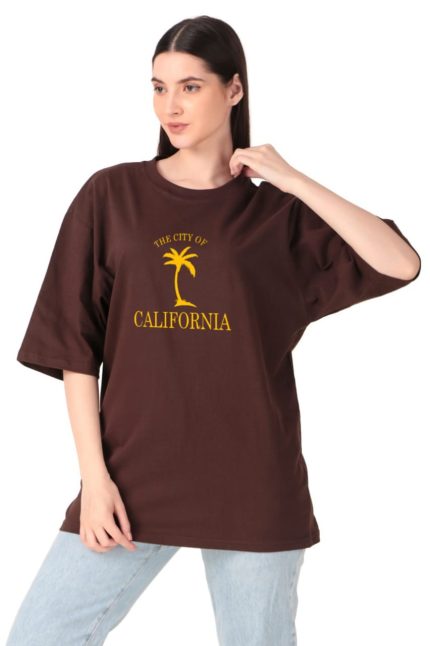 Cotton Ladies Oversized Printed T-shirt