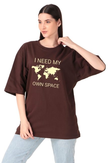 Cotton Ladies Oversized Printed T-shirt