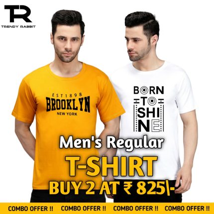 100% Cotton Combo Of 2 Printed Mens Regular Tshirts