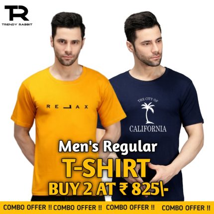 100% Cotton Combo Of 2 Printed Mens Regular Tshirts