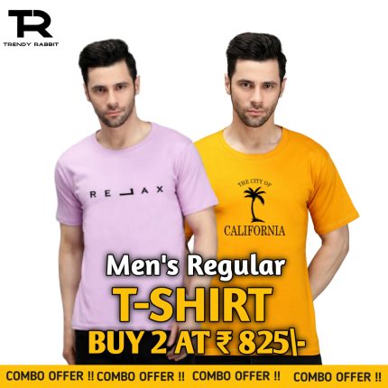 100% Cotton Combo Of 2 Printed Mens Regular Tshirts