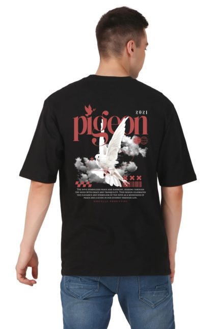 Cotton Men’s Oversized Pigeon Printed T-shirt