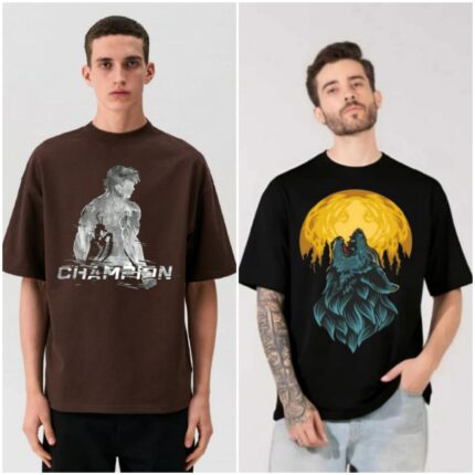 100% Cotton Combo Of 2 Printed Mens Oversized
