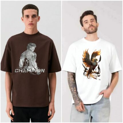 100% Cotton Combo Of 2 Printed Mens Oversized