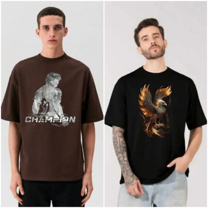 100% Cotton Combo Of 2 Printed Mens Oversized