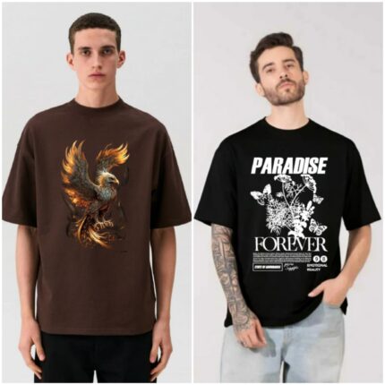 100% Cotton Combo Of 2 Printed Mens Oversized