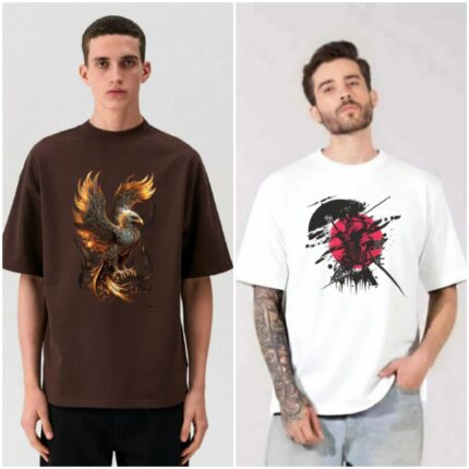 100% Cotton Combo Of 2 Printed Mens Oversized