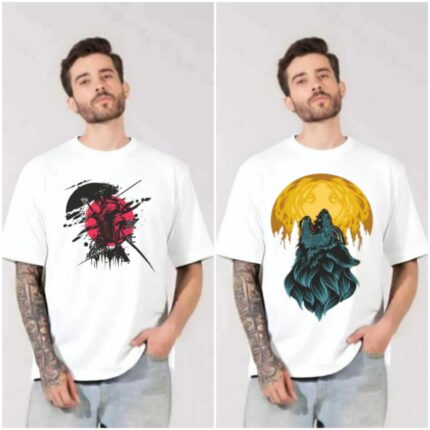 100% Cotton Combo Of 2 Printed Mens Oversized