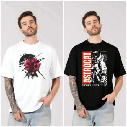 100% Cotton Combo Of 2 Printed Mens Oversized