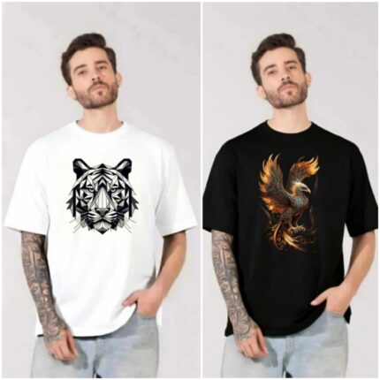 100% Cotton Combo Of 2 Printed Mens Oversized