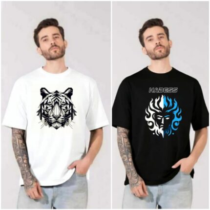 100% Cotton Combo Of 2 Printed Mens Oversized