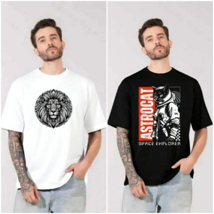 100% Cotton Combo Of 2 Printed Mens Oversized