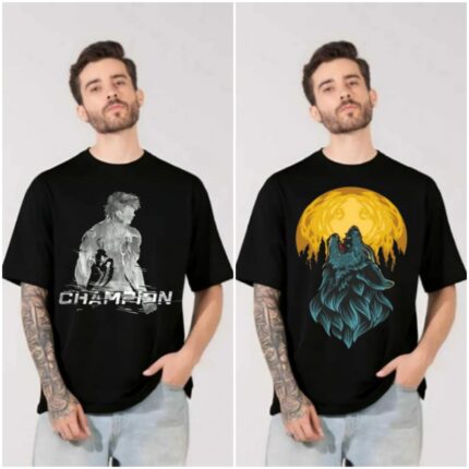 100% Cotton Combo Of 2 Printed Mens Oversized