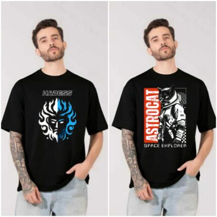 100% Cotton Combo Of 2 Printed Mens Oversized